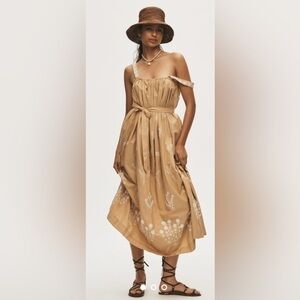 MOTHER More is More Tan and White Sleeveless Maxi Sundress Women’s Size Small